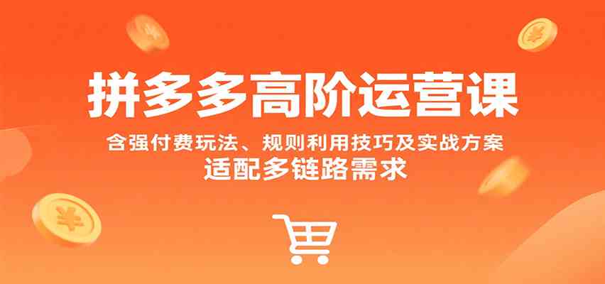 拼多多高阶运营课，含强付费玩法、规则利用技巧及实战方案，适配多链路需求-立刻分享网创平台