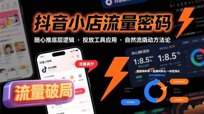 （15680期）抖音小店流量密码，随心推底层逻辑，投放工具应用，自然流撬动核心方法论-立刻分享网创平台