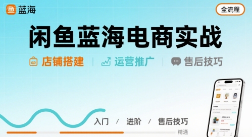 闲鱼蓝海电商实战，店铺搭建运营售后全流程-立刻分享网创平台
