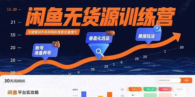 （15698期）闲鱼无货源训练营：账号准备养号/垂直化选品/黑搜玩法，0基础30天盈利指南-立刻分享网创平台