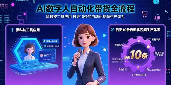 （15699期）AI数字人自动化带货全流程：黑科技工具应用 日更10条的自动化视频生产体系-立刻分享网创平台