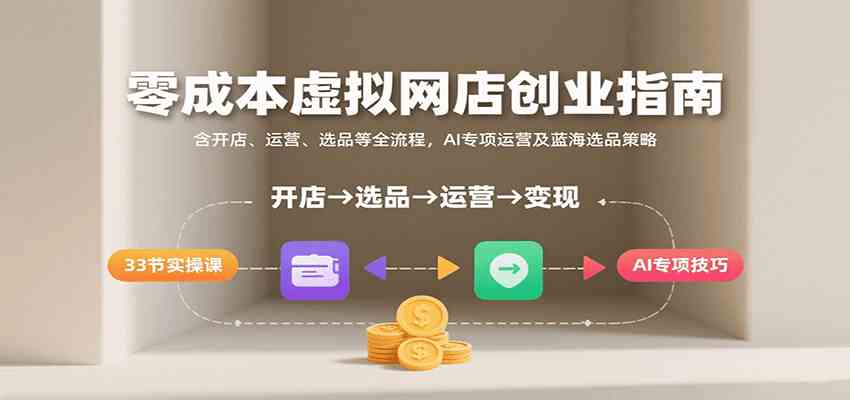 零成本虚拟网店创业指南，含开店、运营、选品等全流程， AI专项运营及蓝海选品策略-立刻分享网创平台