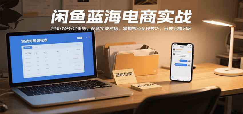 闲鱼蓝海电商实战，涵盖店铺、起号、定价等，配套实战对练，掌握核心变现技巧-立刻分享网创平台
