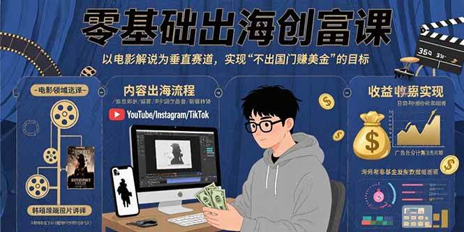 （15709期）零基础出海创富课：以电影解说为垂直赛道，实现不出国门赚美金的目标-立刻分享网创平台
