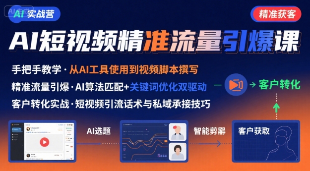 AI+短视频引爆精准客户实战营，手把手教你引爆Ai短视频精准流量-立刻分享网创平台
