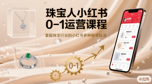 珠宝人小红书0-1运营课程，掌握珠宝行业的小红书多种账号玩法-立刻分享网创平台