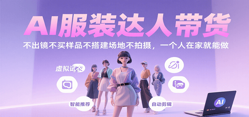 AI服装达人带货，不出镜不买样品不搭建场地不拍摄，一个人在家就能做-立刻分享网创平台