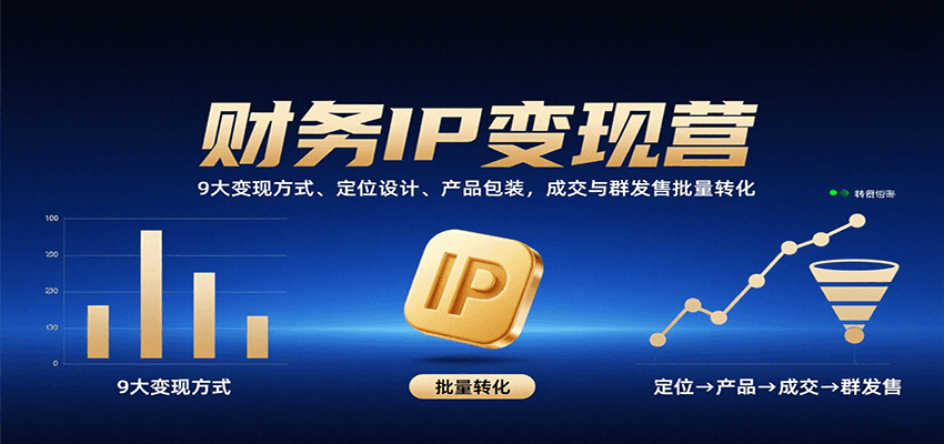 财务IP变现营：9大变现方式、定位设计、产品包装，成交与群发售批量转化-立刻分享网创平台