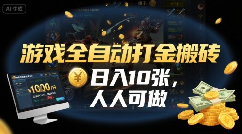 游戏全自动打金搬砖，日入10张，人人可做，纯干货，长期稳定收益项目【揭秘】-立刻分享网创平台