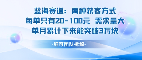 蓝海赛道：需求量大 单月累计下来能突破3W-立刻分享网创平台