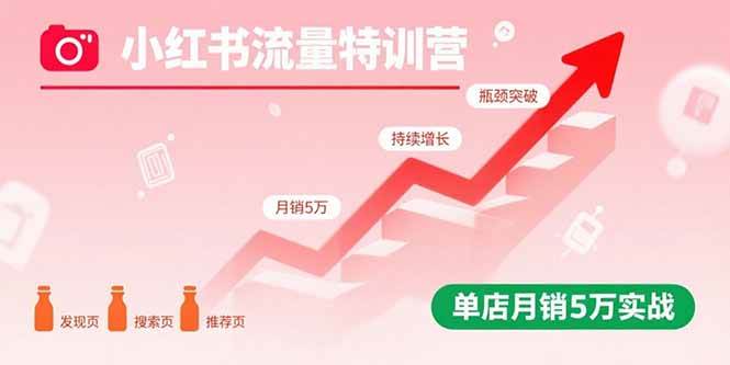 （15936期）小红书流量特训营：突破流量瓶颈，实现店铺持续增长，单店月销5万实战-立刻分享网创平台