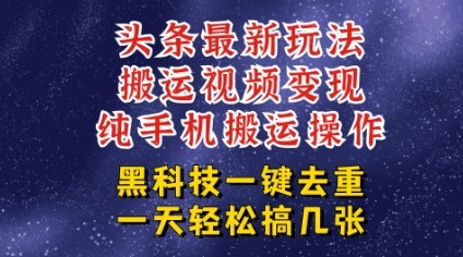 今日头条纯搬运玩法，轻松过原创不违规，轻松日入三位数，稳的很-立刻分享网创平台