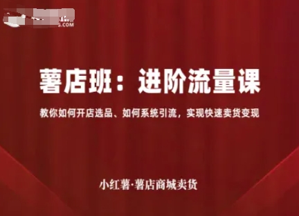 小红薯薯店商城卖货，进阶流量课，教你如何开店选品、如何系统引流，实现快速卖货变现-立刻分享网创平台