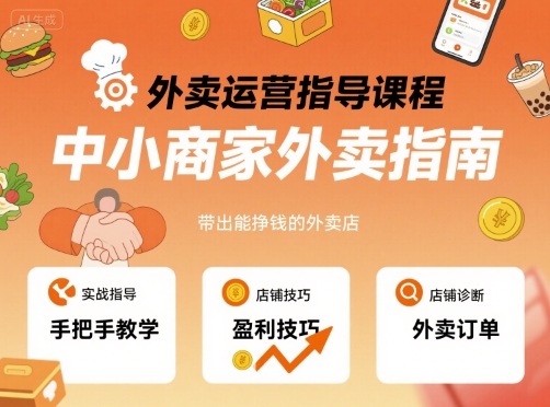 外卖运营指导课程，中小商家外卖指南，手把手带出能挣钱的外卖店-立刻分享网创平台
