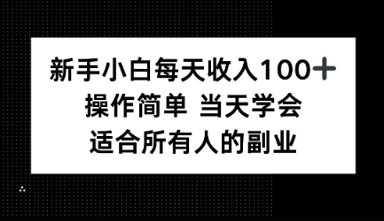 新手小白每天收入100+，操作简单 当天学会 ，适合所有人的副业-立刻分享网创平台