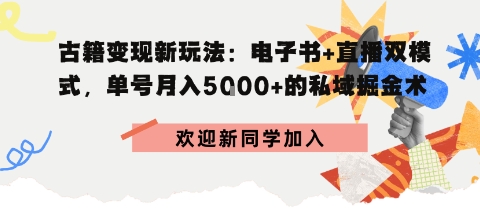冷门暴利，超低成本复制古籍电子书，精准引流私域月销200+单-立刻分享网创平台