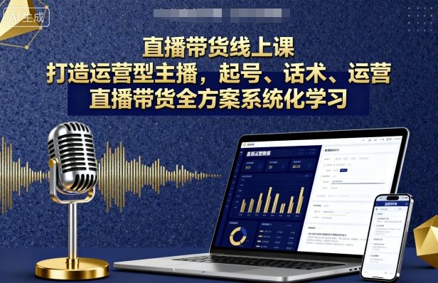 直播带货线上课，打造运营型主播，起号、话术、运营，直播带货全方案系统化学习-立刻分享网创平台