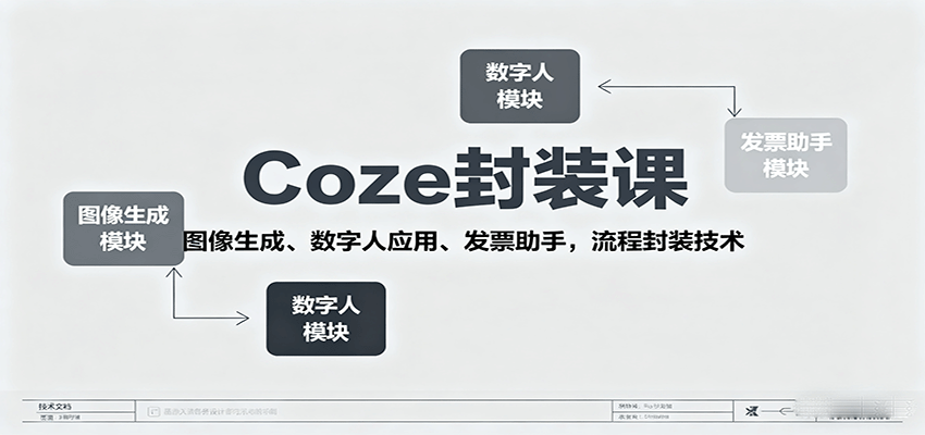 Coze封装课，图像生成、数字人应用、发票助手，流程封装技术-立刻分享网创平台