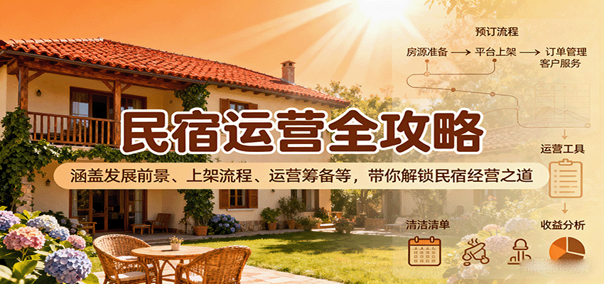 民宿运营全攻略：涵盖发展前景、上架流程、运营筹备等，带你解锁民宿经营之道-立刻分享网创平台