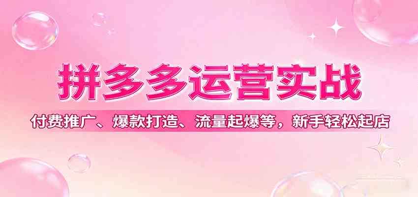 拼多多运营实战，付费推广、爆款打造、流量起爆等，新手轻松起店-立刻分享网创平台