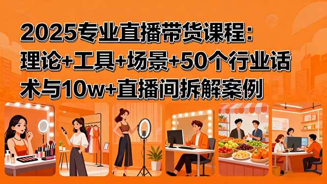 （15988期）2025专业直播带货课程：理论+工具+场景+50个行业话术与10w+直播间拆解案例-立刻分享网创平台