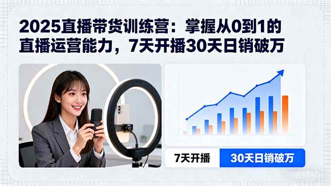 （15989期）2025直播带货训练营：掌握从0到1的直播运营能力，7天开播30天日销破万-立刻分享网创平台
