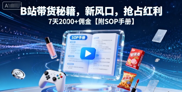 B站带货秘籍，新风口，抢占红利，7天2k+佣金【附SOP手册】-立刻分享网创平台