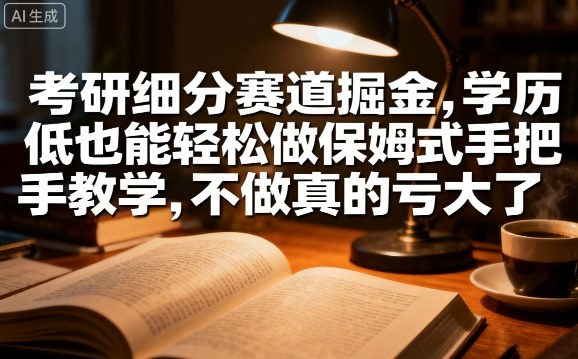 考研细分赛道掘金，日入1k+，学历低也能轻松做保姆式手把手教学，不做真的亏大了【揭秘】-立刻分享网创平台