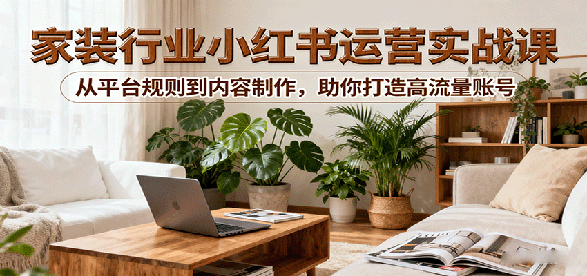 小红书家装行业运营实战课：从平台规则到内容制作，助你打造高流量账号-立刻分享网创平台