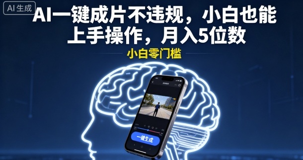 AI一键成片不违规，小白也能上手操作，月入5位数-立刻分享网创平台