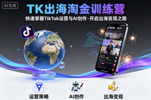 TK出海淘金训练营，助你快速掌握TikTok运营与AI创作，开启出海变现之路-立刻分享网创平台