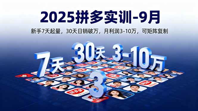 （16008期）2025拼多多实训-9月：新手7天起量,30天日销破万,月利润3-10万,可矩阵复制-立刻分享网创平台