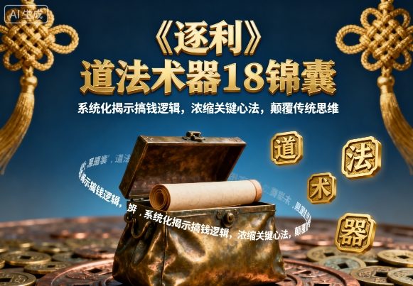 《逐利》道法术器18锦囊，系统化揭示搞钱逻辑，浓缩关键心法，颠覆传统思维-立刻分享网创平台