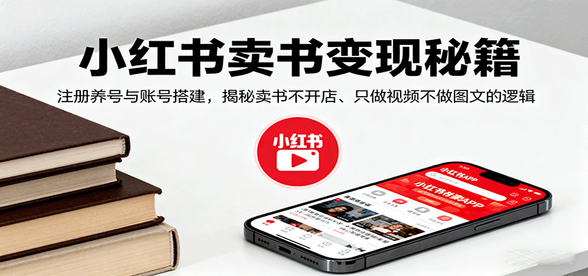 小红书卖书变现秘籍，注册养号与账号搭建，揭秘卖书不开店、只做视频不做图文的逻辑-立刻分享网创平台