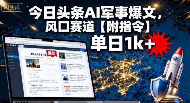 今日头条AI军事爆文，单日1k+，风口赛道【附指令】-立刻分享网创平台