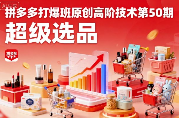 拼多多打爆班原创高阶技术第50期，超级选品-立刻分享网创平台
