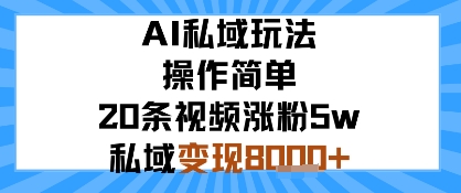 AI私域玩法，操作简单，20条视频涨粉5w，私域变现8k+-立刻分享网创平台