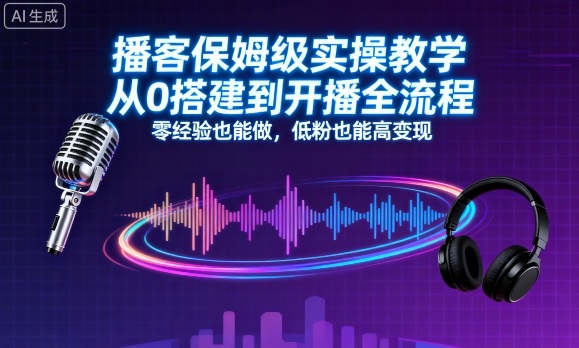 播客保姆级实操教学，从0搭建到开播全流程，零经验也能做，低粉也能高变现-立刻分享网创平台