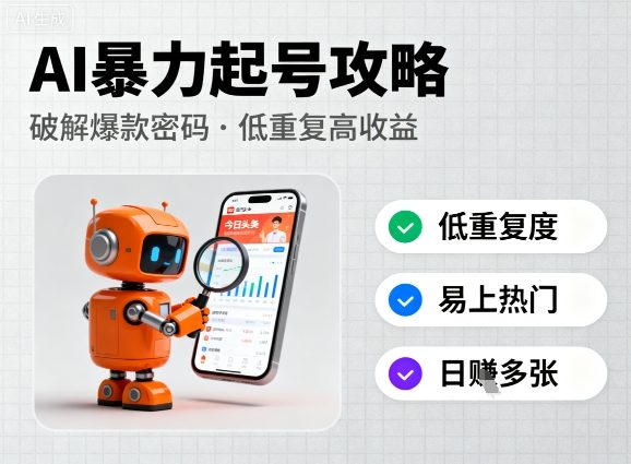 今日头条新玩法，AI暴力起号，重复度低，更容易爆，日入多张-立刻分享网创平台