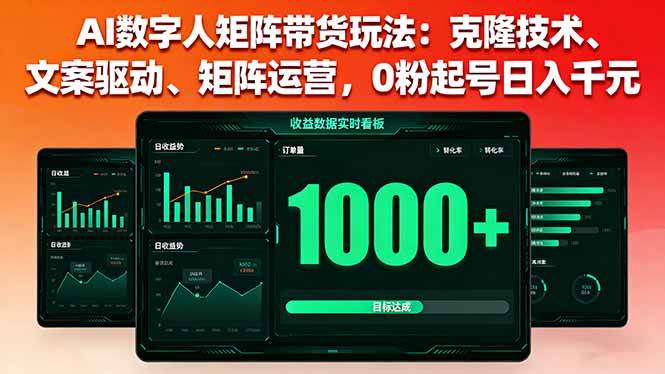（16050期）AI数字人矩阵带货玩法：克隆技术、文案驱动、矩阵运营，0粉起号日入千元-立刻分享网创平台