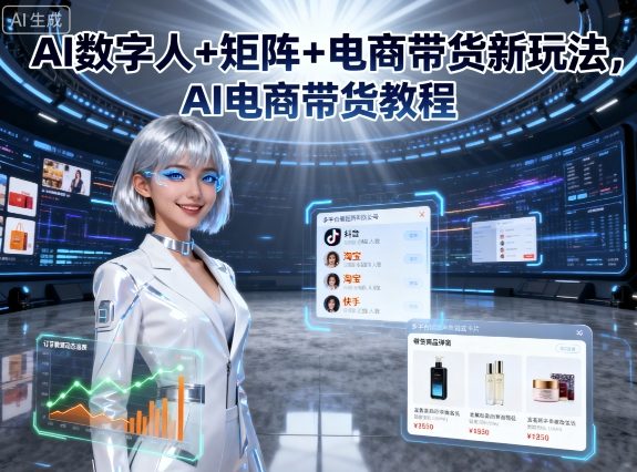 AI数字人+矩阵+电商带货新玩法，AI电商带货教程-立刻分享网创平台