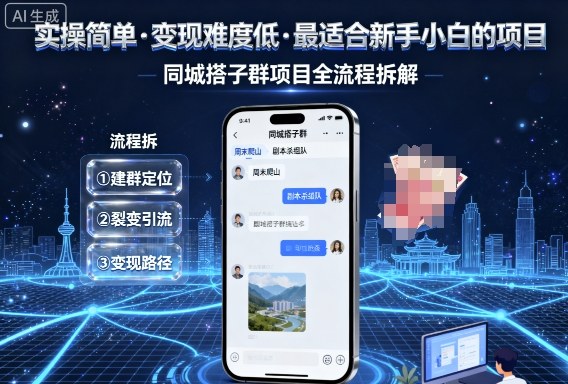 实操简单，变现难度低，最适合新手小白做的项目，每天轻松收入3张，同城搭子群项目全流程拆解-立刻分享网创平台
