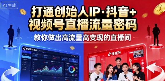 25年直播9-10两期线下课，打通创始人IP，抖音+视频号直播流量密码，教你做出高流量高变现的直播间-立刻分享网创平台
