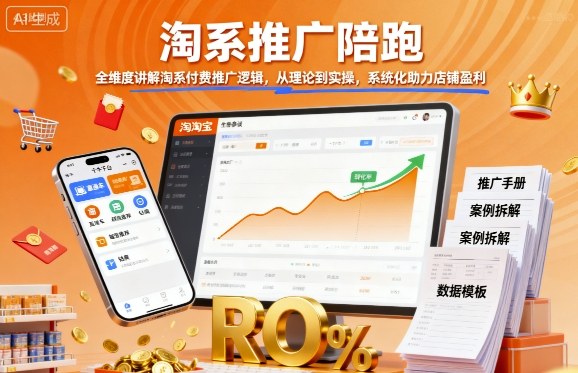淘系推广陪跑，全维度讲解淘系付费推广逻辑，从理论到实操，系统化助力店铺盈利-立刻分享网创平台