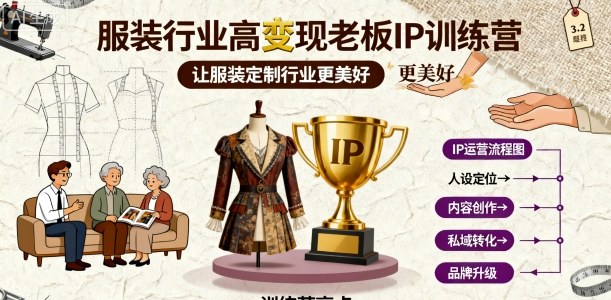 服装行业高变现老板IP训练营，让服装定制行业更美好-立刻分享网创平台
