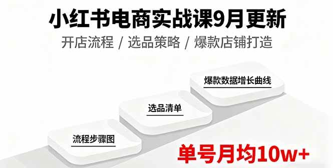 （16120期）小红书电商实战课9月更新，开店流程/选品策略/爆款店铺打造，单号月均10w+-立刻分享网创平台