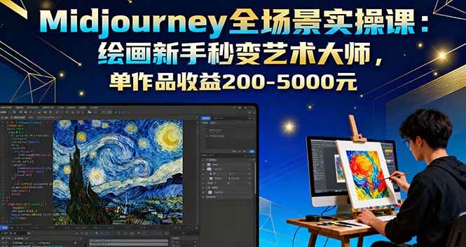 （16125期）Midjourney全场景实操课：绘画新手秒变艺术大师，单作品收益200-5000元-立刻分享网创平台