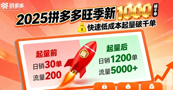 2025拼多多旺季新老店铺——快速低成本起量破千单-立刻分享网创平台