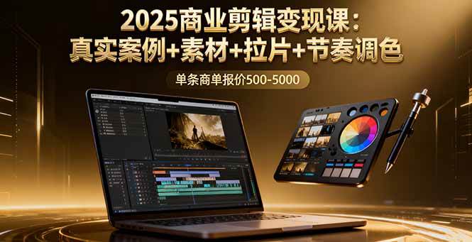（16130期）2025商业剪辑变现课：真实案例+素材+拉片+节奏调色，单条商单报价500-5000-立刻分享网创平台