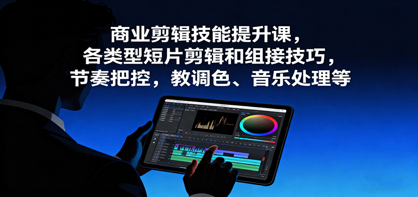商业剪辑技能提升课，各类型短片剪辑和组接技巧，节奏把控，教调色、音乐处理等-立刻分享网创平台